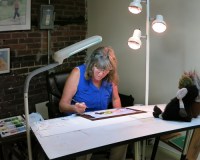 artfulpassages.com - Barb Bromley at work in her studio